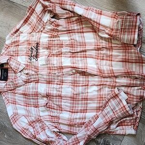 Harley-Davidson Women's White and Red Plaid Shirt